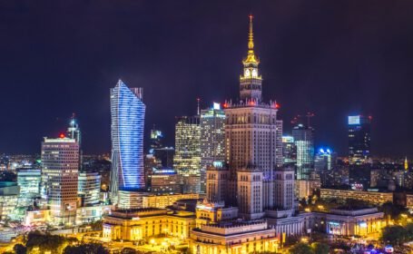 Panorama Warszawy nocą